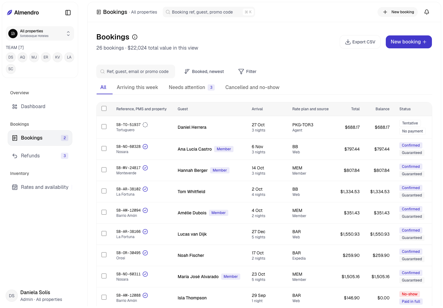Almendro - Direct Booking Engine and Rates Console for a Costa Rican Hotel Group screenshot 2