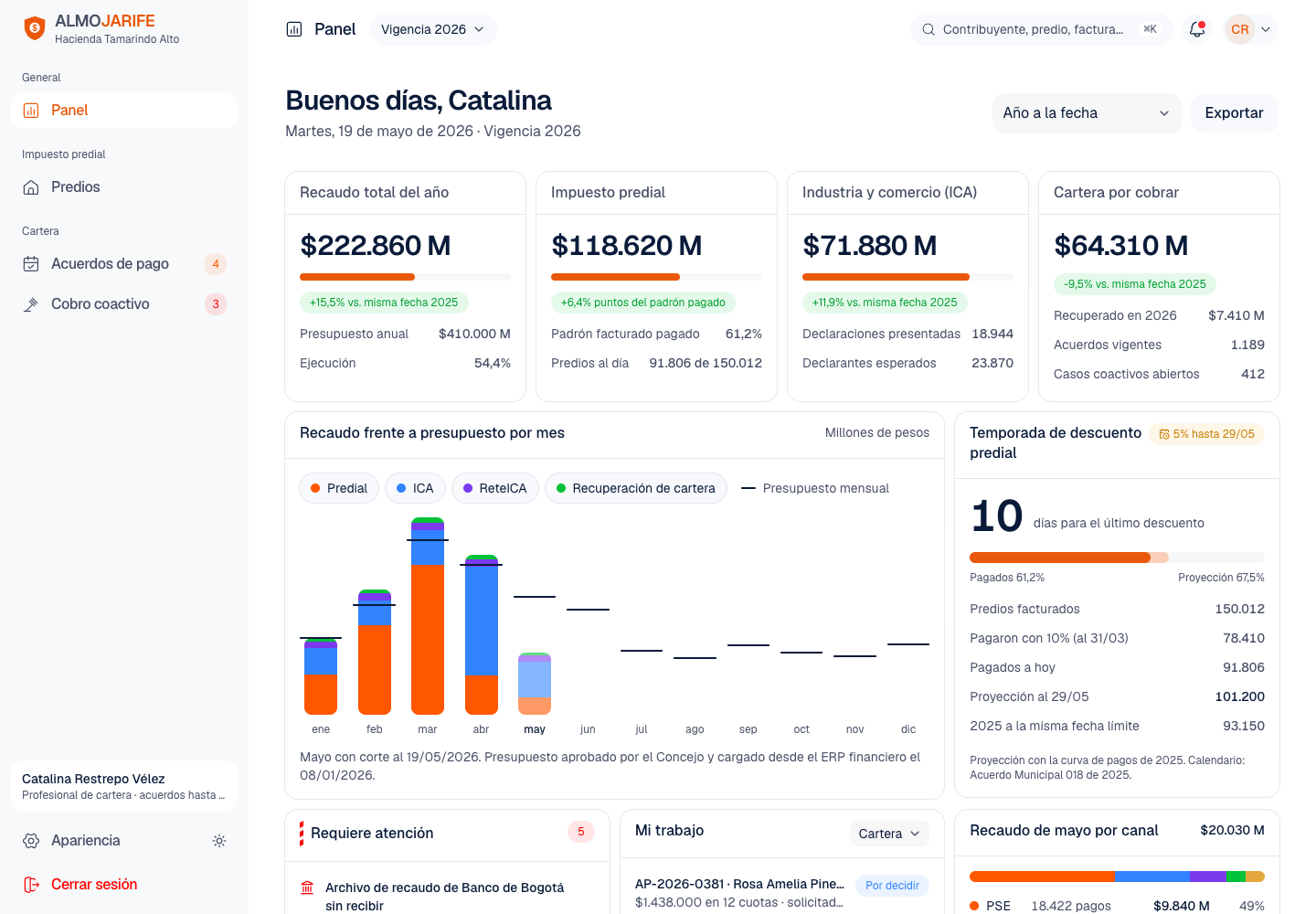 Almojarife - Property Tax and ICA Collection Console for a Colombian City