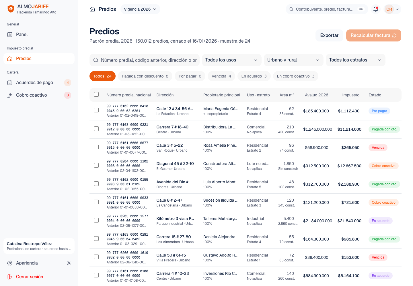 Almojarife - Property Tax and ICA Collection Console for a Colombian City screenshot 2