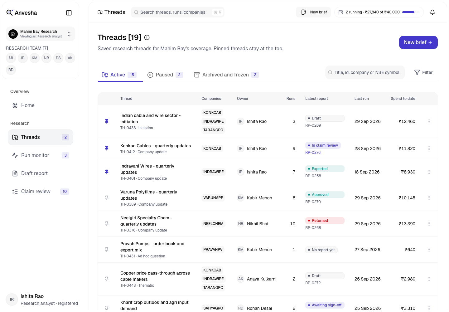 Anvesha - Deep-Research Agent for Cited Equity Research screenshot 2