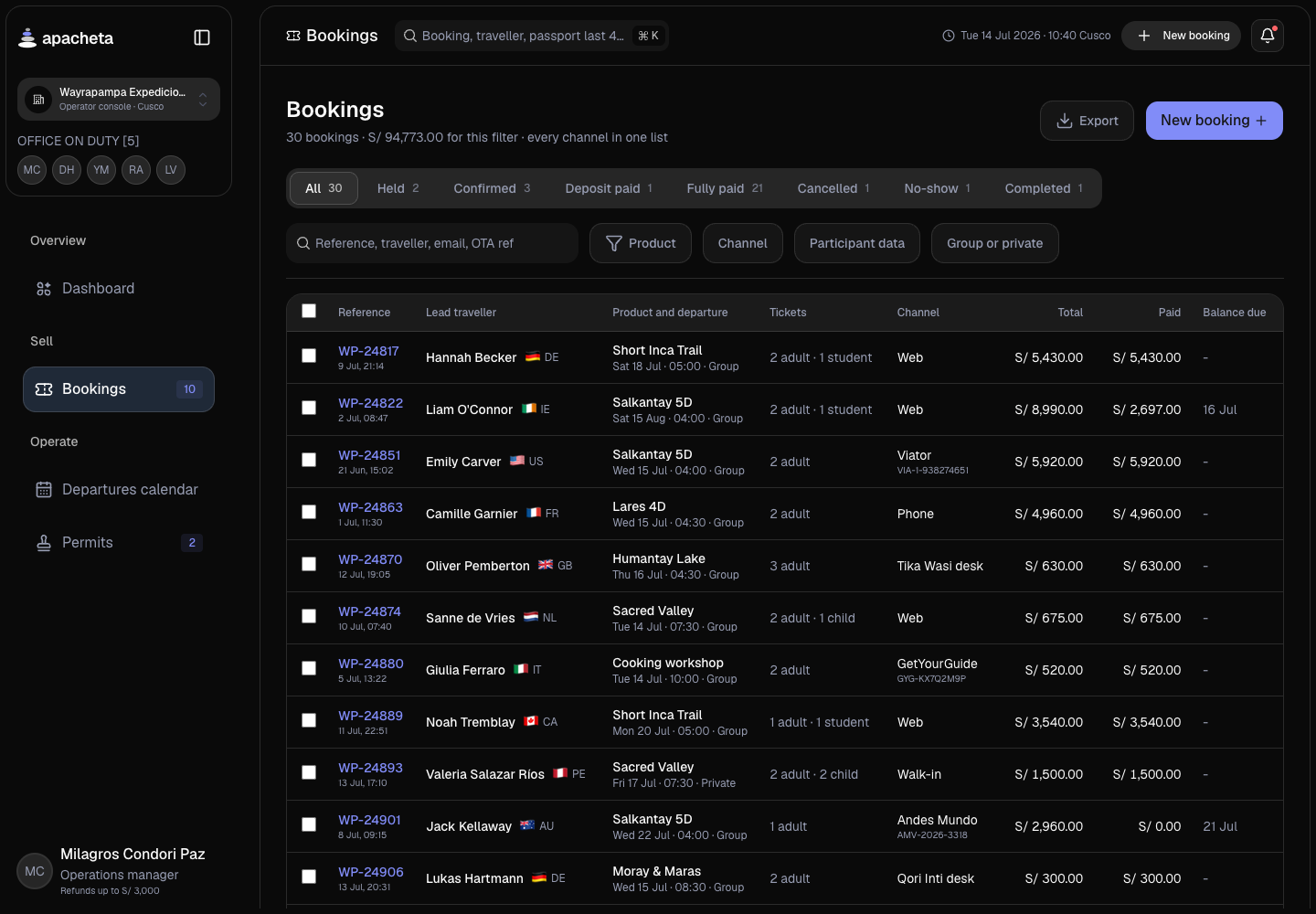 Apacheta - Tours and Activities Booking Platform with Nominative Permit Control screenshot 2