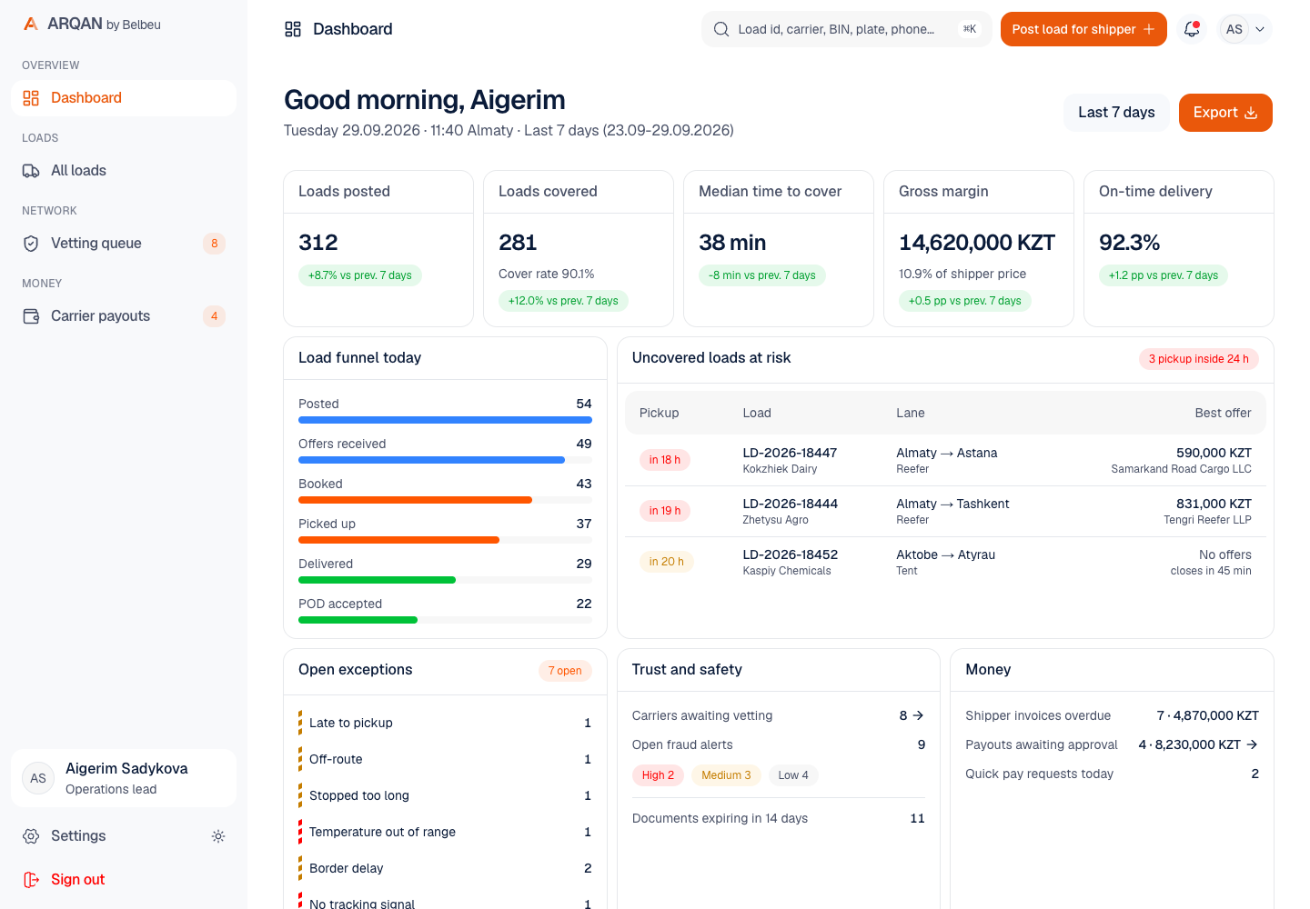 Arqan - Digital Freight Marketplace for Road Loads Across Central Asia