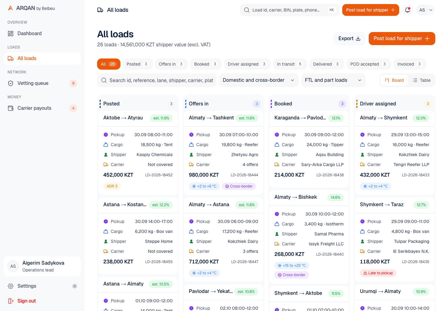 Arqan - Digital Freight Marketplace for Road Loads Across Central Asia screenshot 2