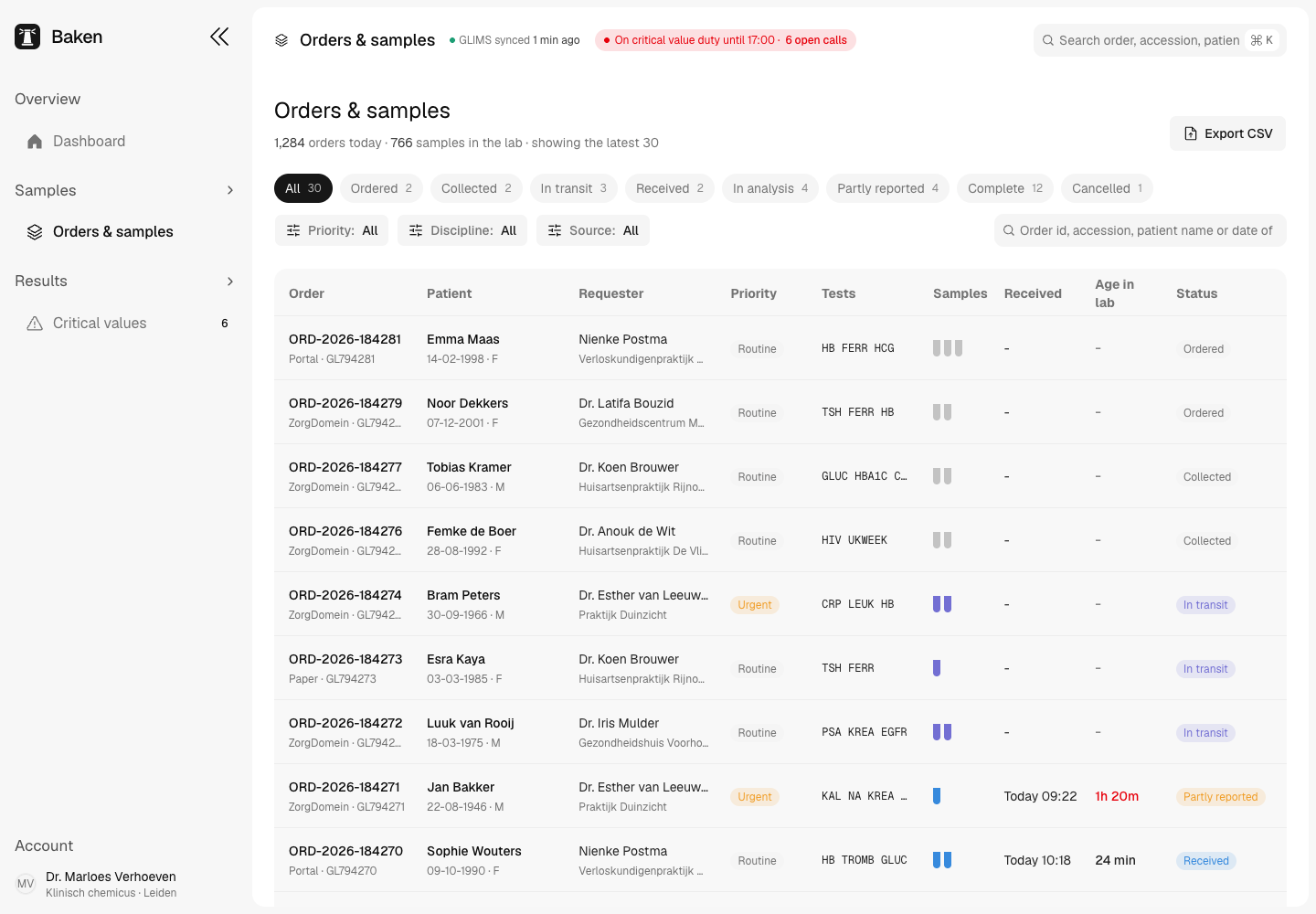 Baken - Lab Results Portal with Critical Value Calls and Read-Back screenshot 2