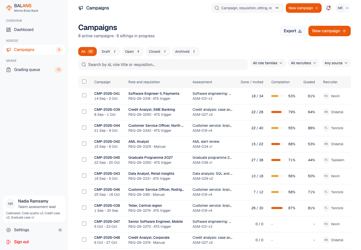 Balans - Fair, Blind-Graded Skills Assessments for Bank Hiring screenshot 2