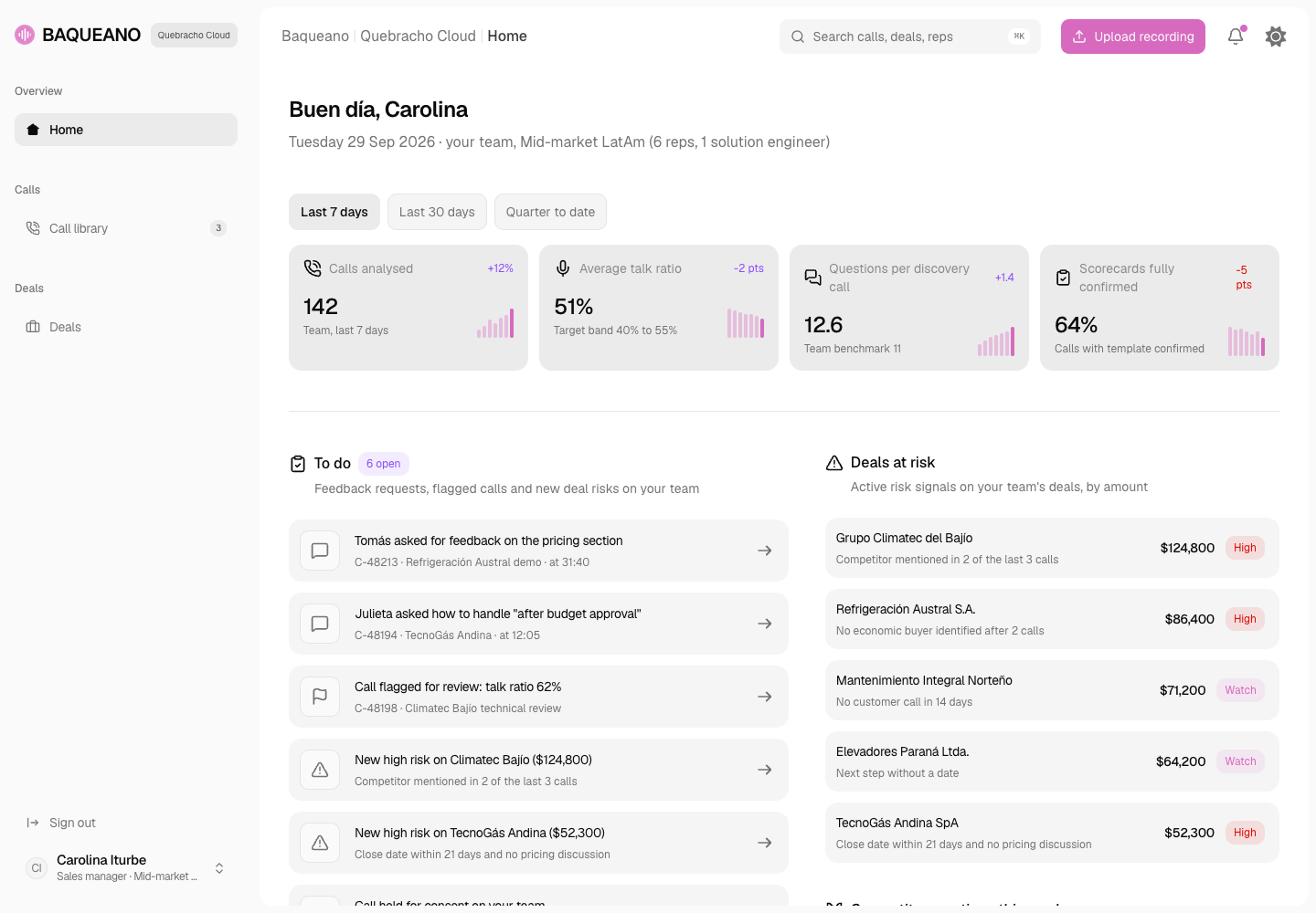 Baqueano - Sales Call Analyser with Consent Rules Built In