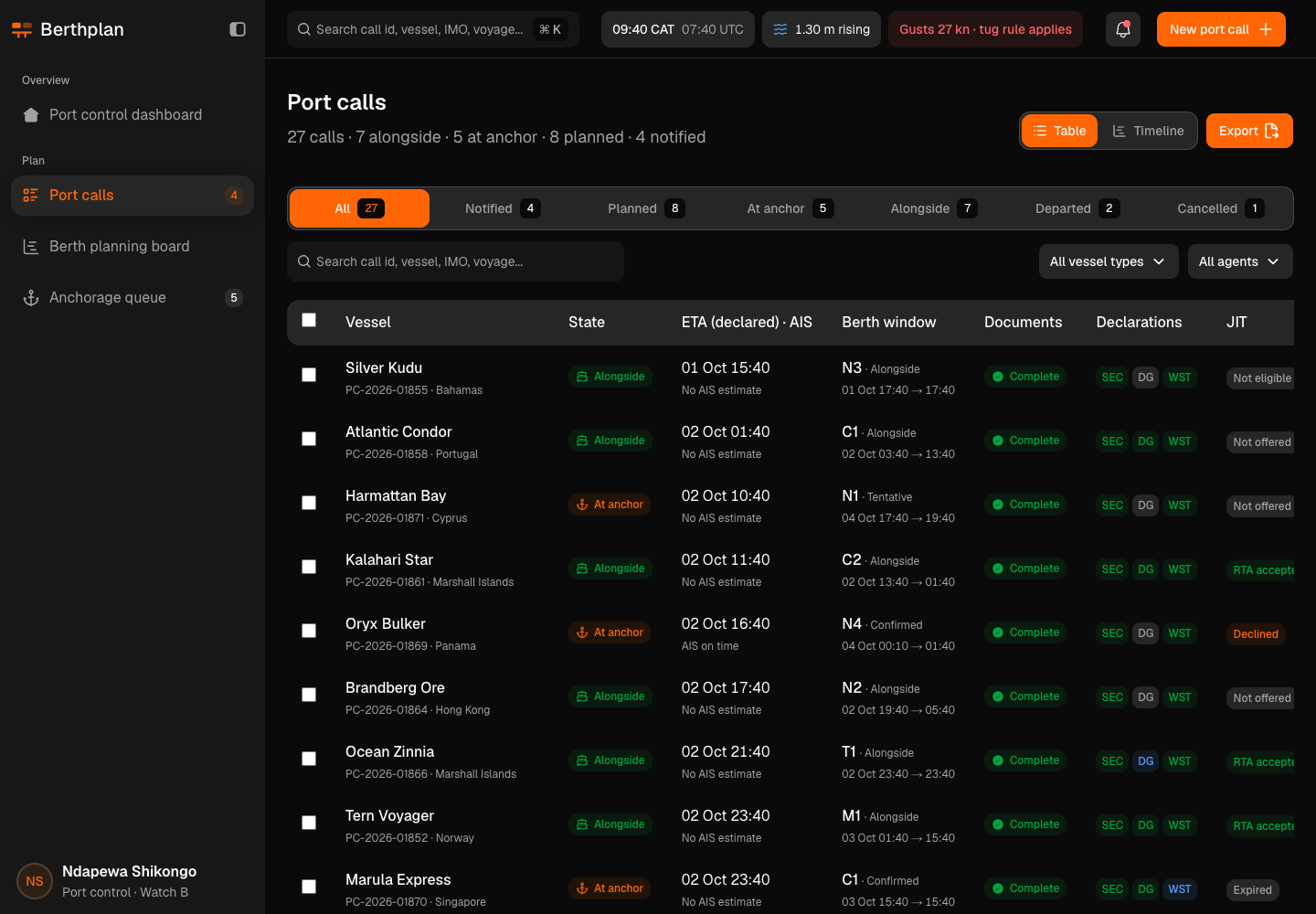 Berthplan - Port Call Planning Console with a Rule-Checked Berth Board screenshot 2