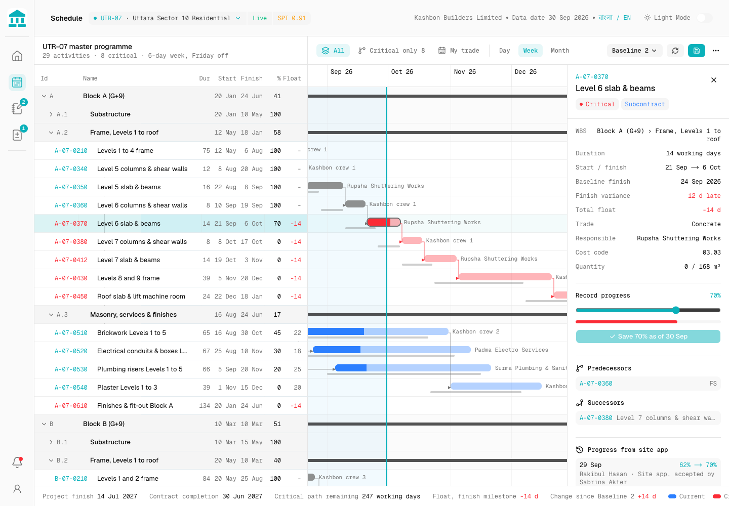 Bhitti - Site Project Management Platform with Critical Path and Variation Control screenshot 2