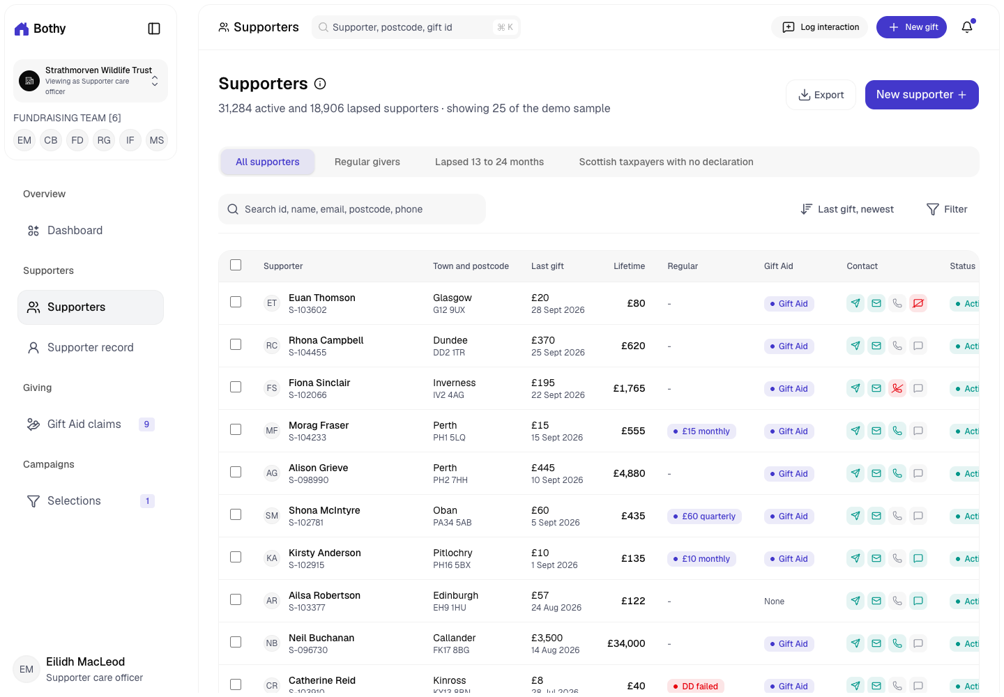 Bothy - Donor CRM with Consent, Gift Aid and Suppressions Built In screenshot 2