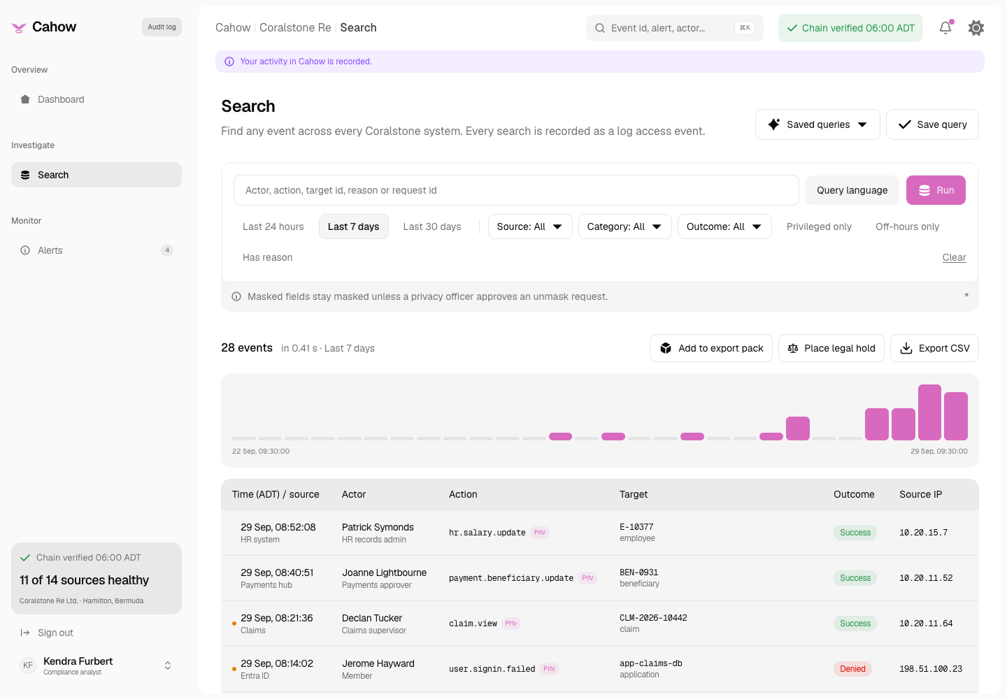 Cahow - Tamper-Evident Audit Log and Viewer for a Bermuda Reinsurer screenshot 2