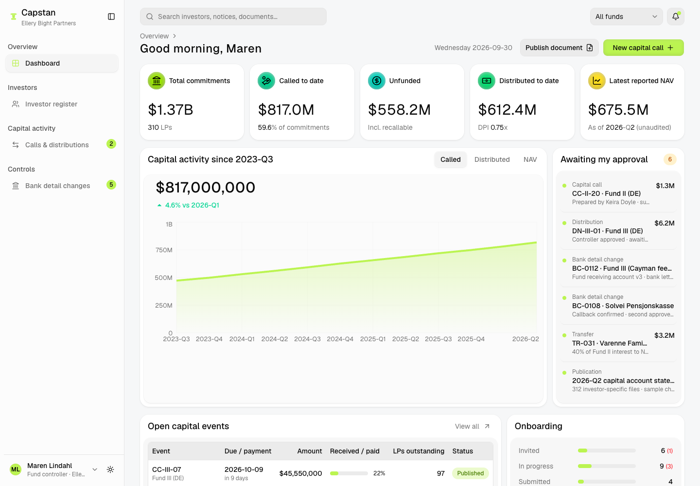 Capstan - Fund Investor Portal and GP Console with Wire-Fraud Controls