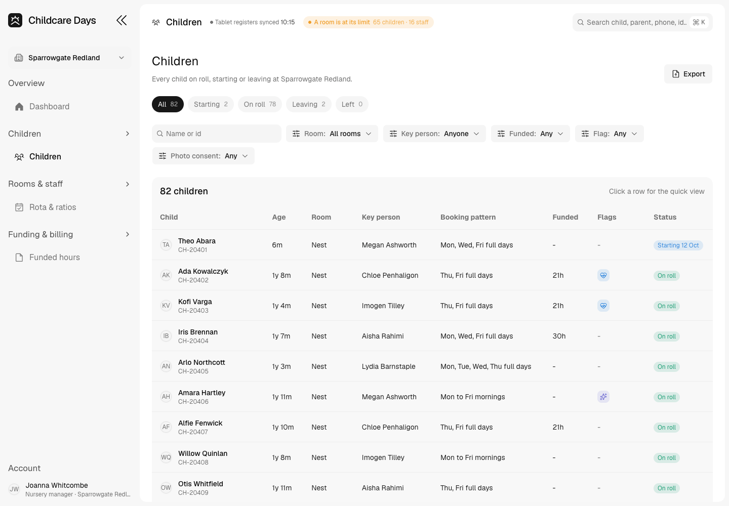 Childcare Days - Nursery Management Platform with Live Ratios and Funded Hours screenshot 2