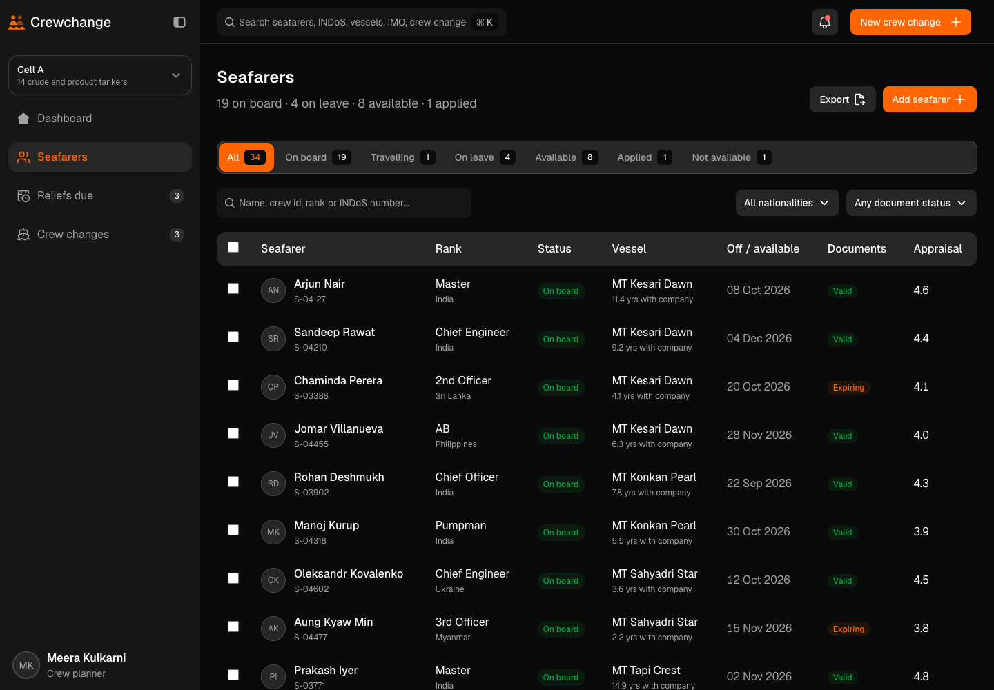 Crewchange - Crew Rotation Platform for Reliefs, Crew Changes and Certificates screenshot 2