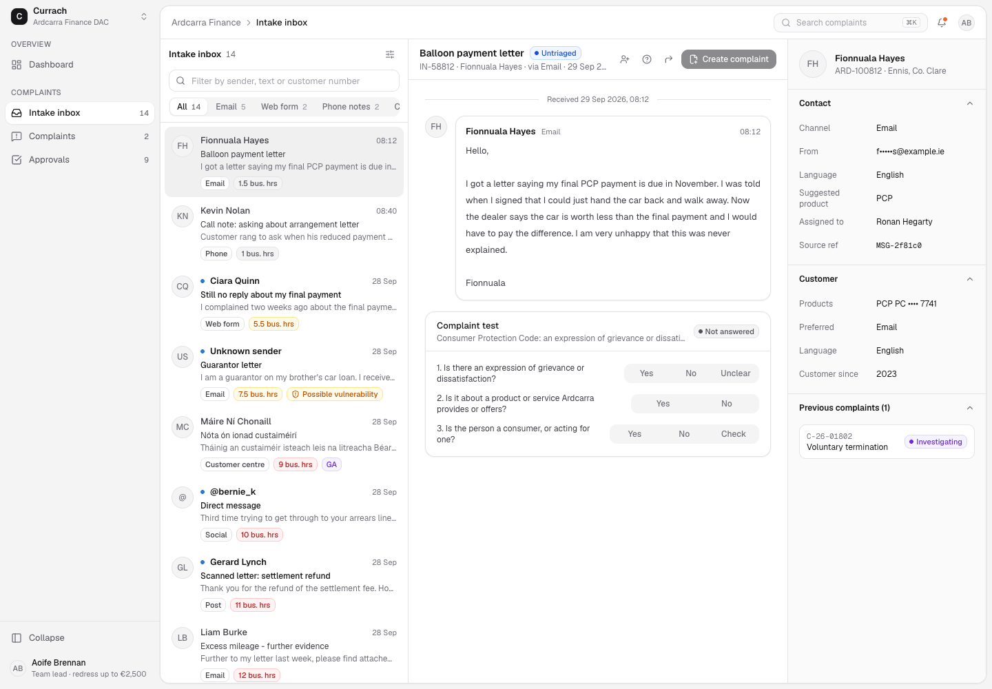 Currach - Complaints Management on the Consumer Protection Code Clock screenshot 2