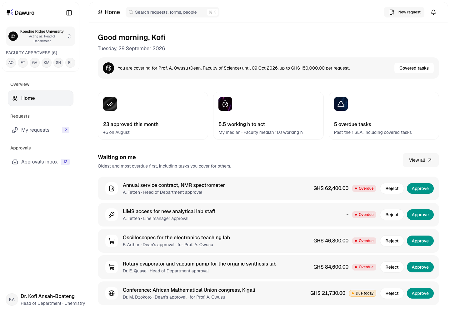 Dawuro - Approval Workflow Engine for a Ghanaian Public University