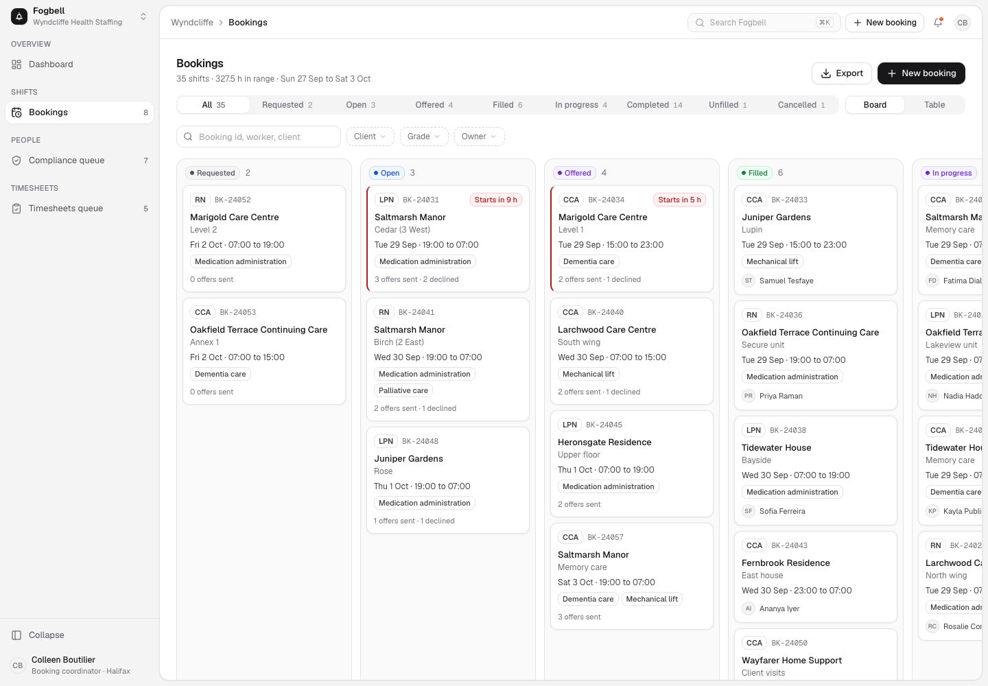 Fogbell - Shift Booking and Timesheet Platform for Healthcare Staffing screenshot 2