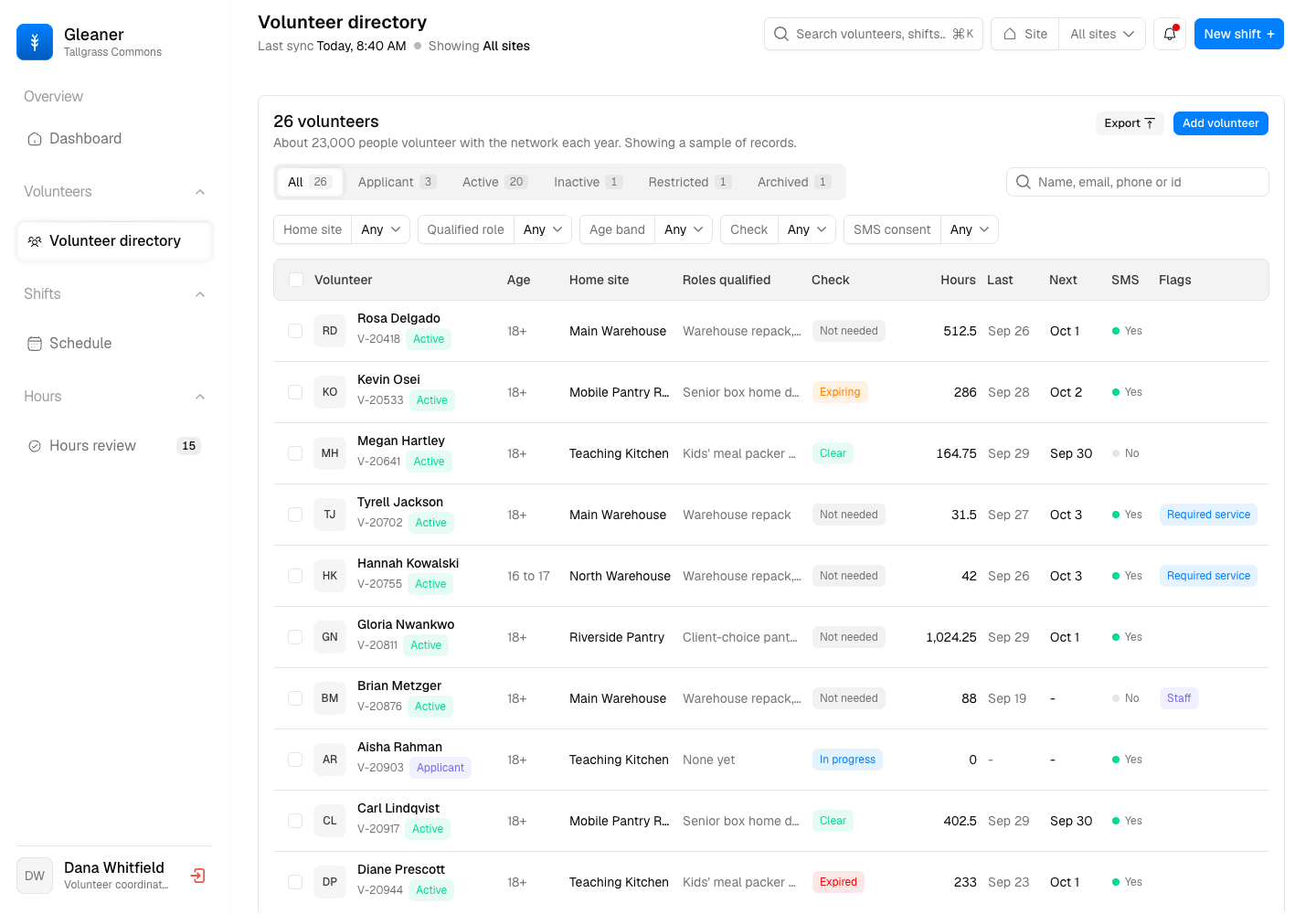 Gleaner - Volunteer Management Platform with Verified Hours and Screening Built In screenshot 2