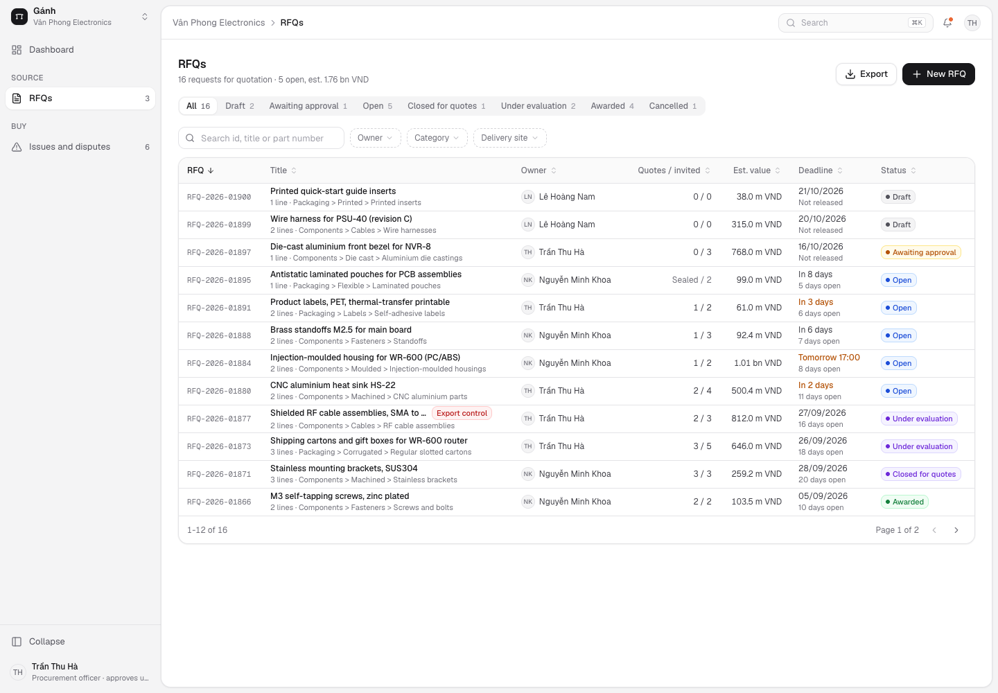 Gánh - B2B Sourcing Marketplace with Like-for-Like Quote Comparison screenshot 2