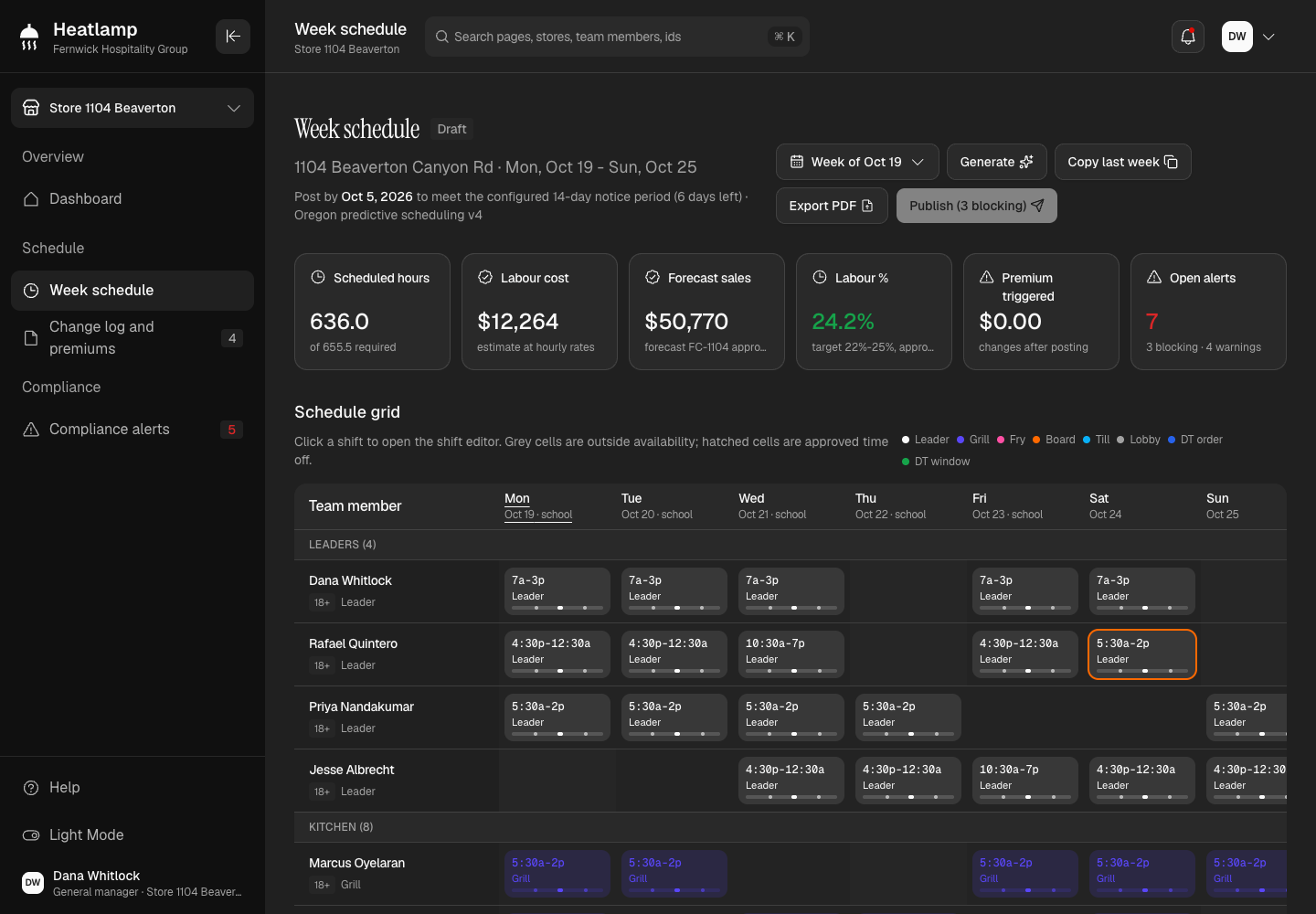 Heatlamp - Forecast-Driven Crew Scheduling with Fair Workweek Rules Built In screenshot 2
