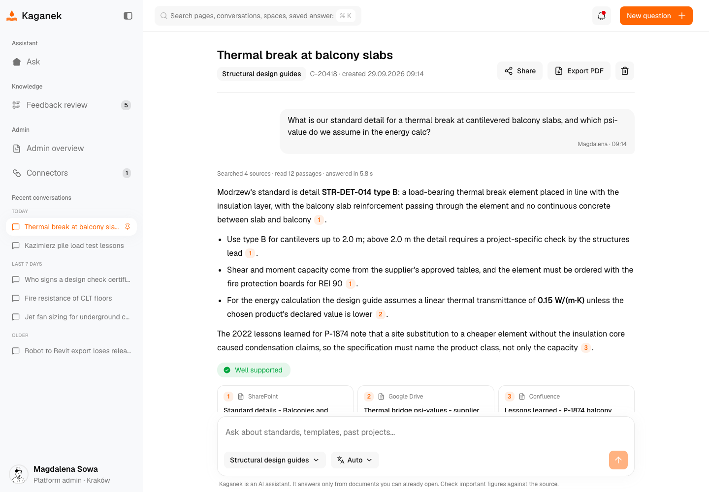 Kaganek - RAG Knowledge Assistant with Citations and Permissions Intact screenshot 2