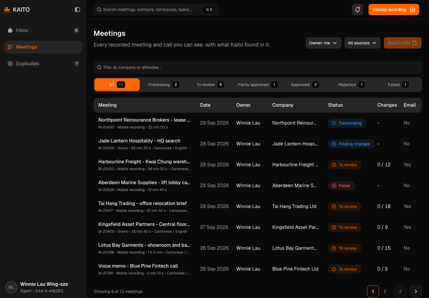 Kaito - Meeting Notes to CRM Assistant with Field-Level Review screenshot 2
