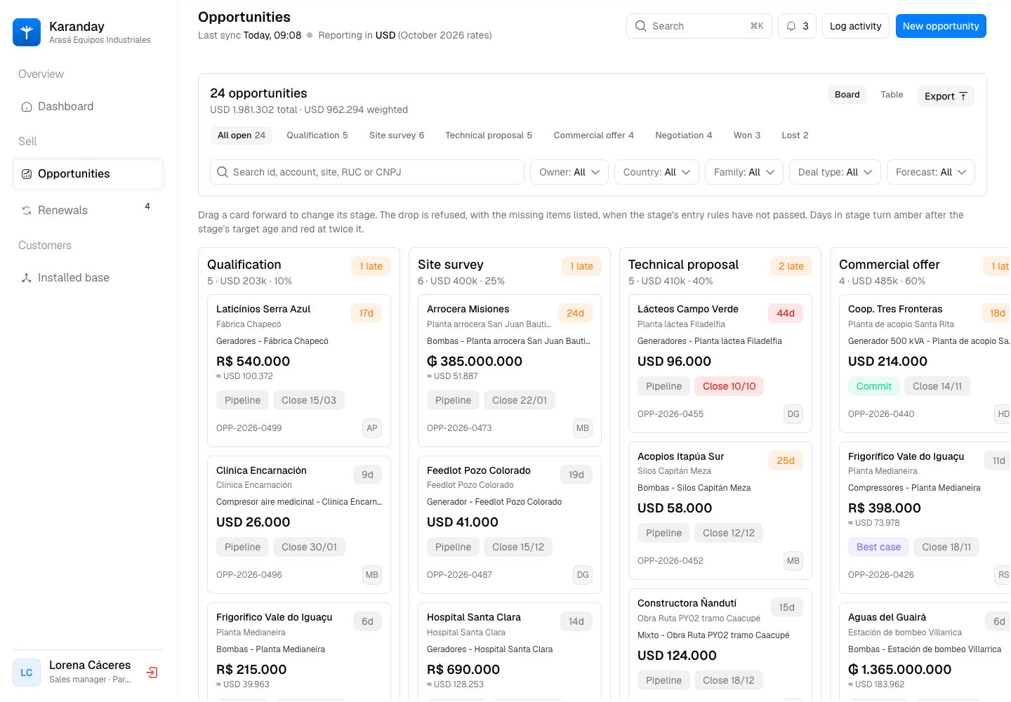 Karanday - Custom CRM for Industrial Equipment Sales and Service Renewals screenshot 2