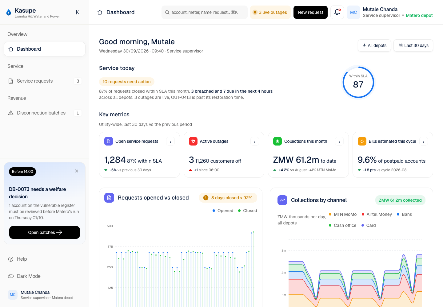 Kasupe - Utility Customer Portal and Service Console with Safeguarded Disconnections