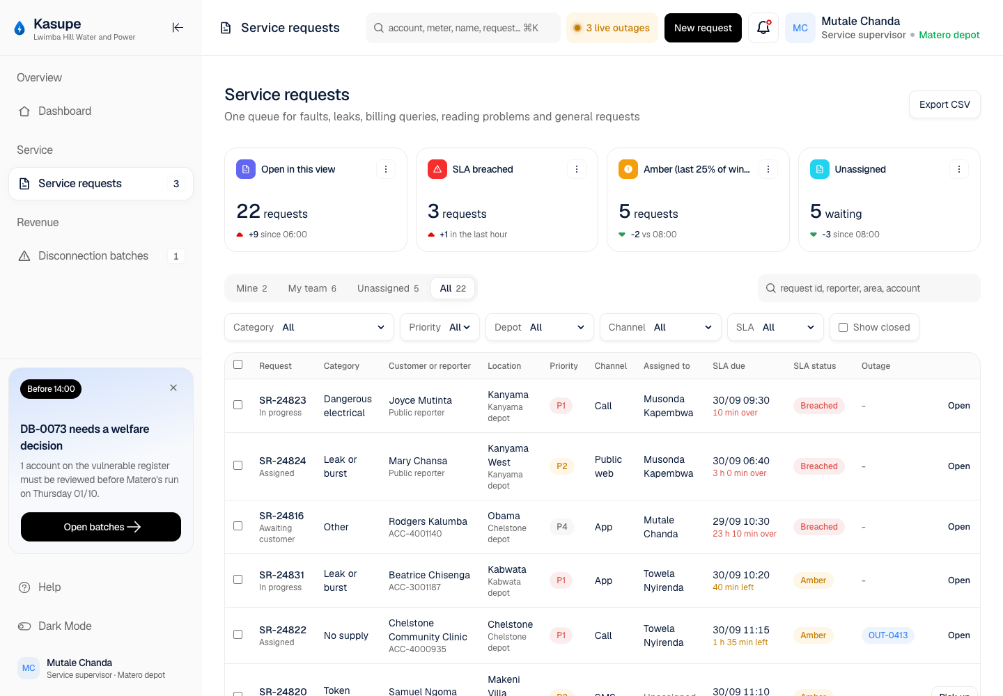 Kasupe - Utility Customer Portal and Service Console with Safeguarded Disconnections screenshot 2