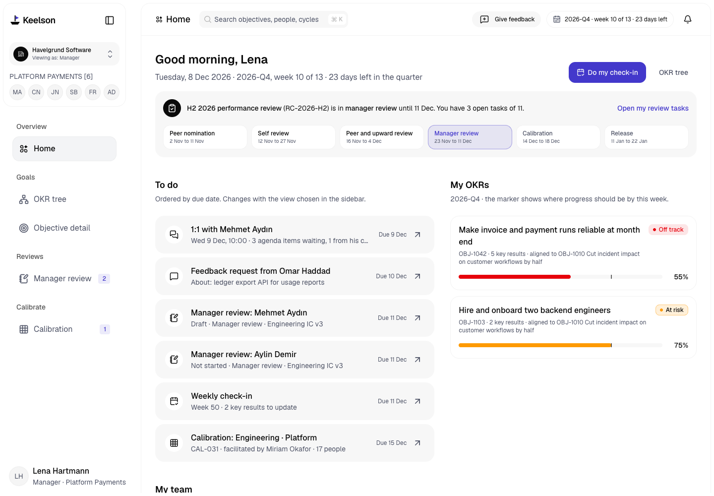 Keelson - Performance and OKR Platform with the Works Agreement Built In