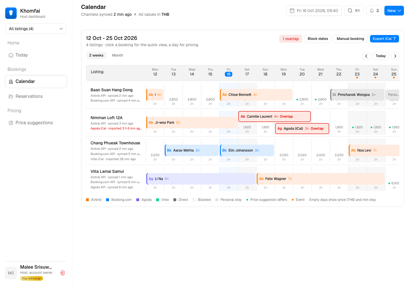 Khomfai - Short-Let Host Dashboard for Small Hosts in Thailand screenshot 2
