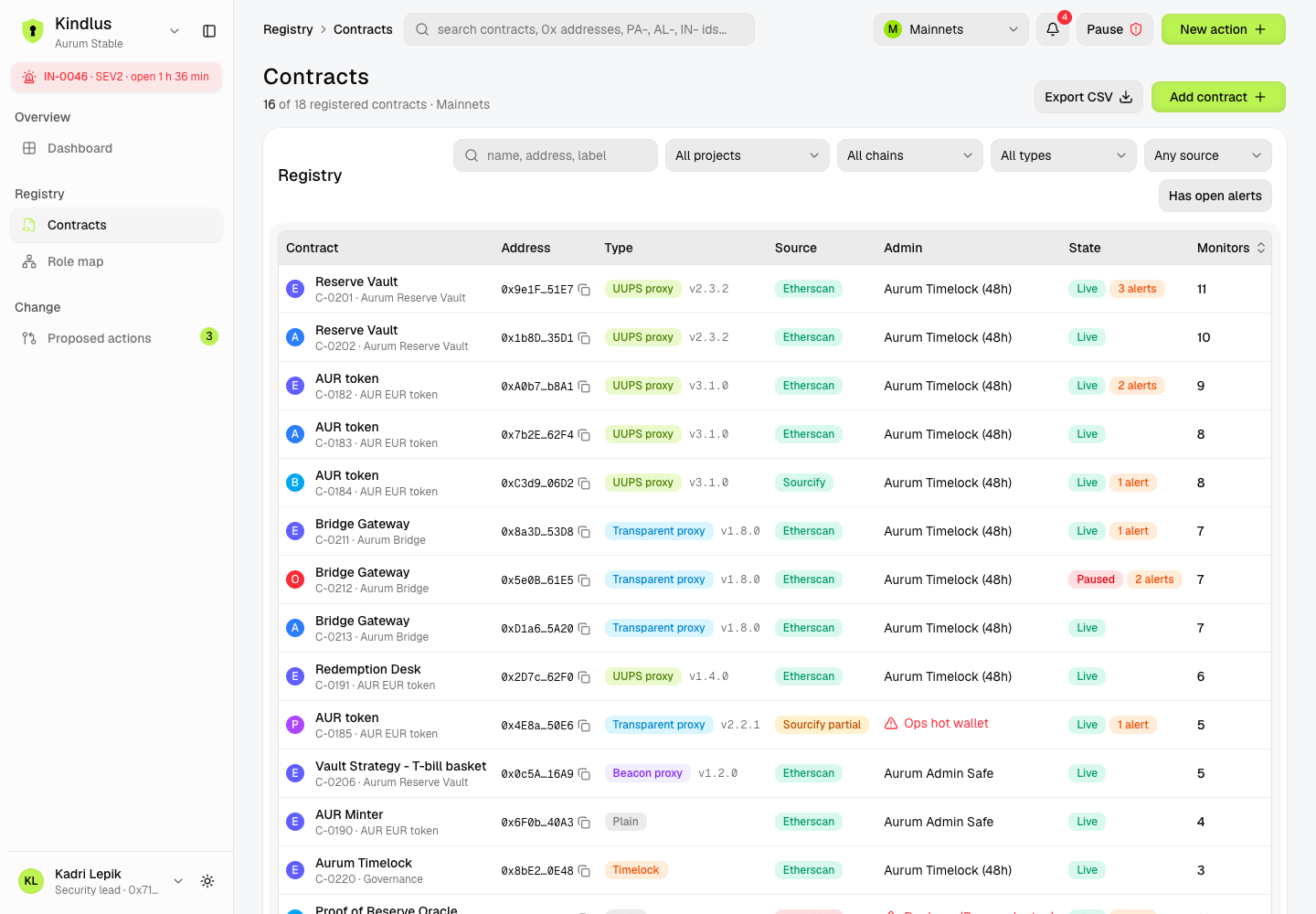 Kindlus - Smart Contract Admin Console with Reviewed, Simulated and Multi-Signed Changes screenshot 2