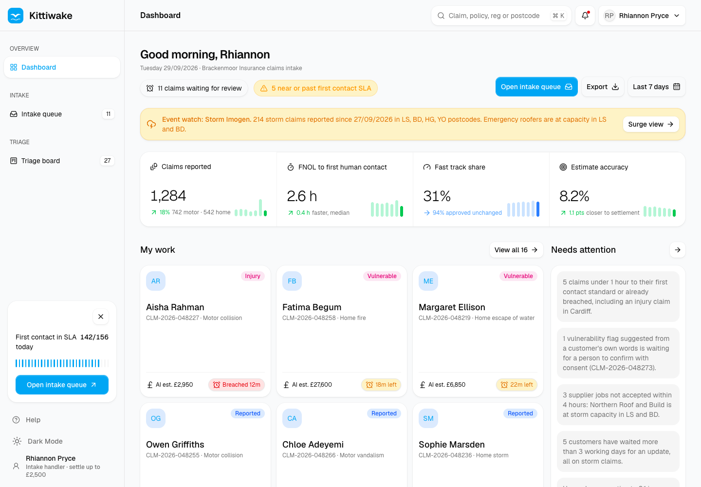 Kittiwake - AI Claims Intake with a Person Behind Every Decision