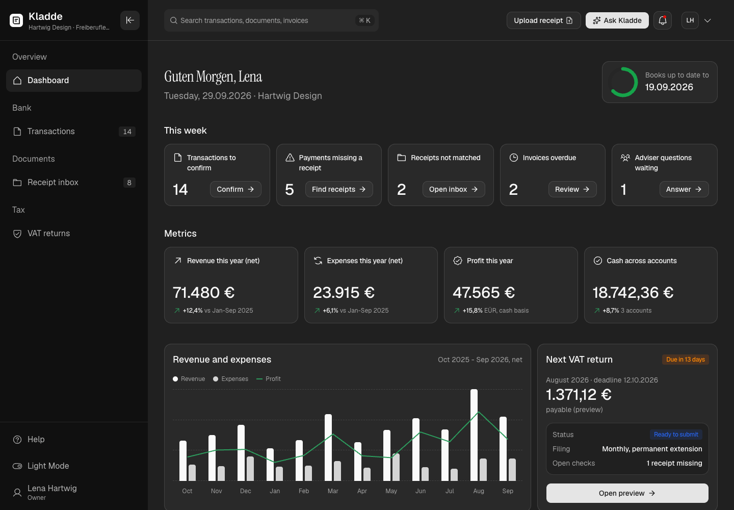 Kladde - AI Bookkeeping for German Freelancers and Small Firms