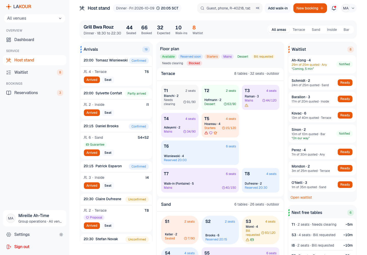 Lakour - Reservations, Waitlist and Host Stand for a Restaurant Group screenshot 2