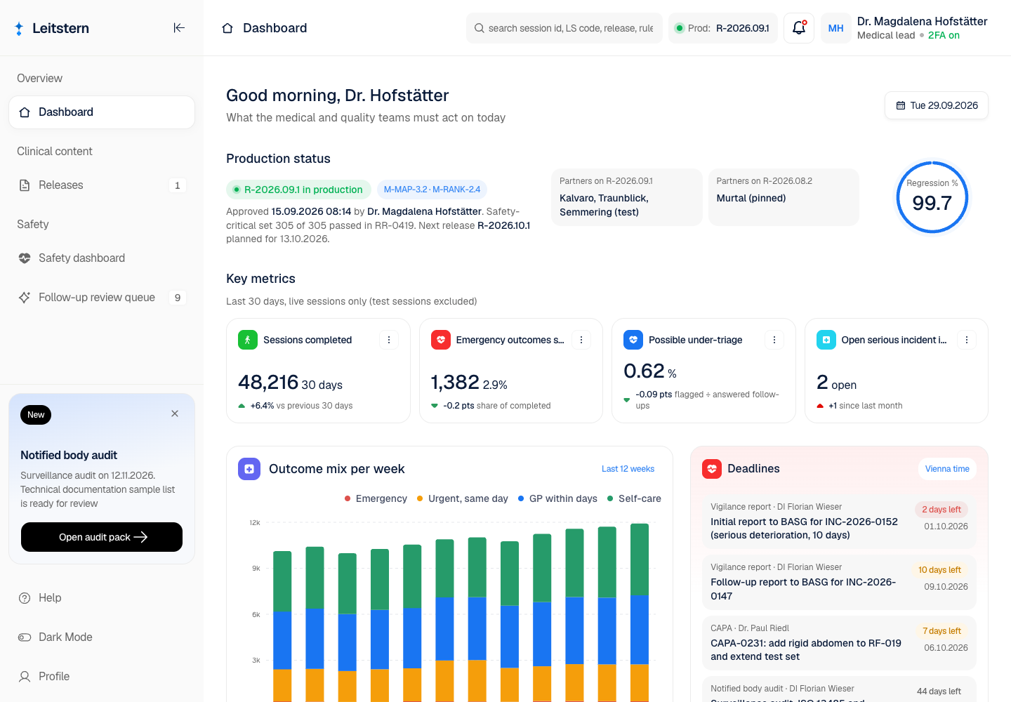 Leitstern - AI Symptom Checker with a Clinical Governance Console