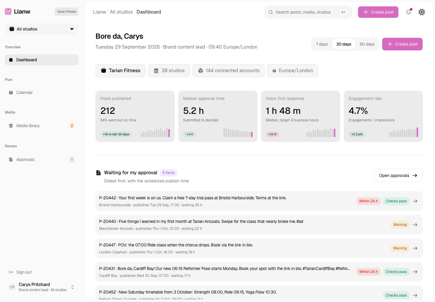 Llanw - Social Media Scheduler with Rights and Brand Checks Built In