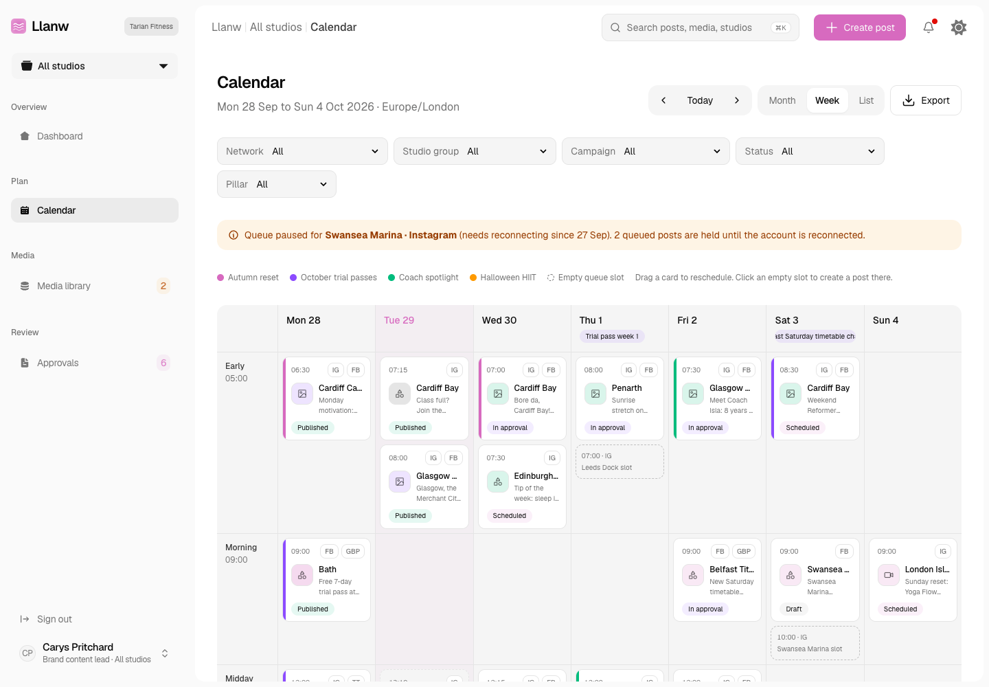 Llanw - Social Media Scheduler with Rights and Brand Checks Built In screenshot 2