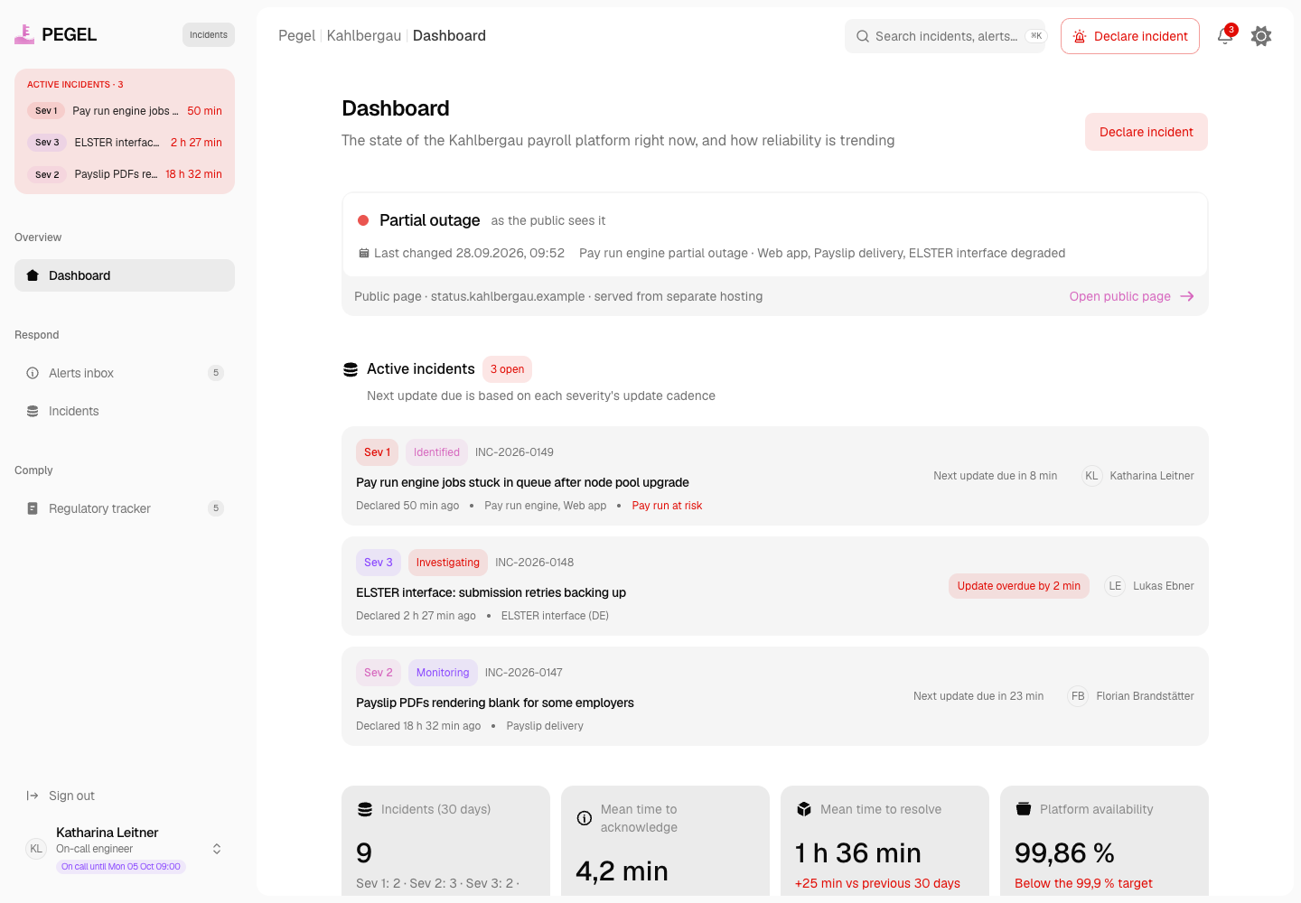 Pegel - Incident Management and Status Page for a Payroll SaaS