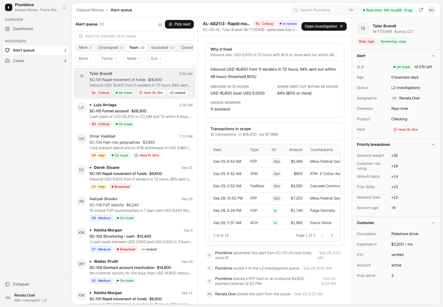 Plumbline - AML Transaction Monitoring with Alerts, Cases and SAR Deadlines in One System screenshot 2
