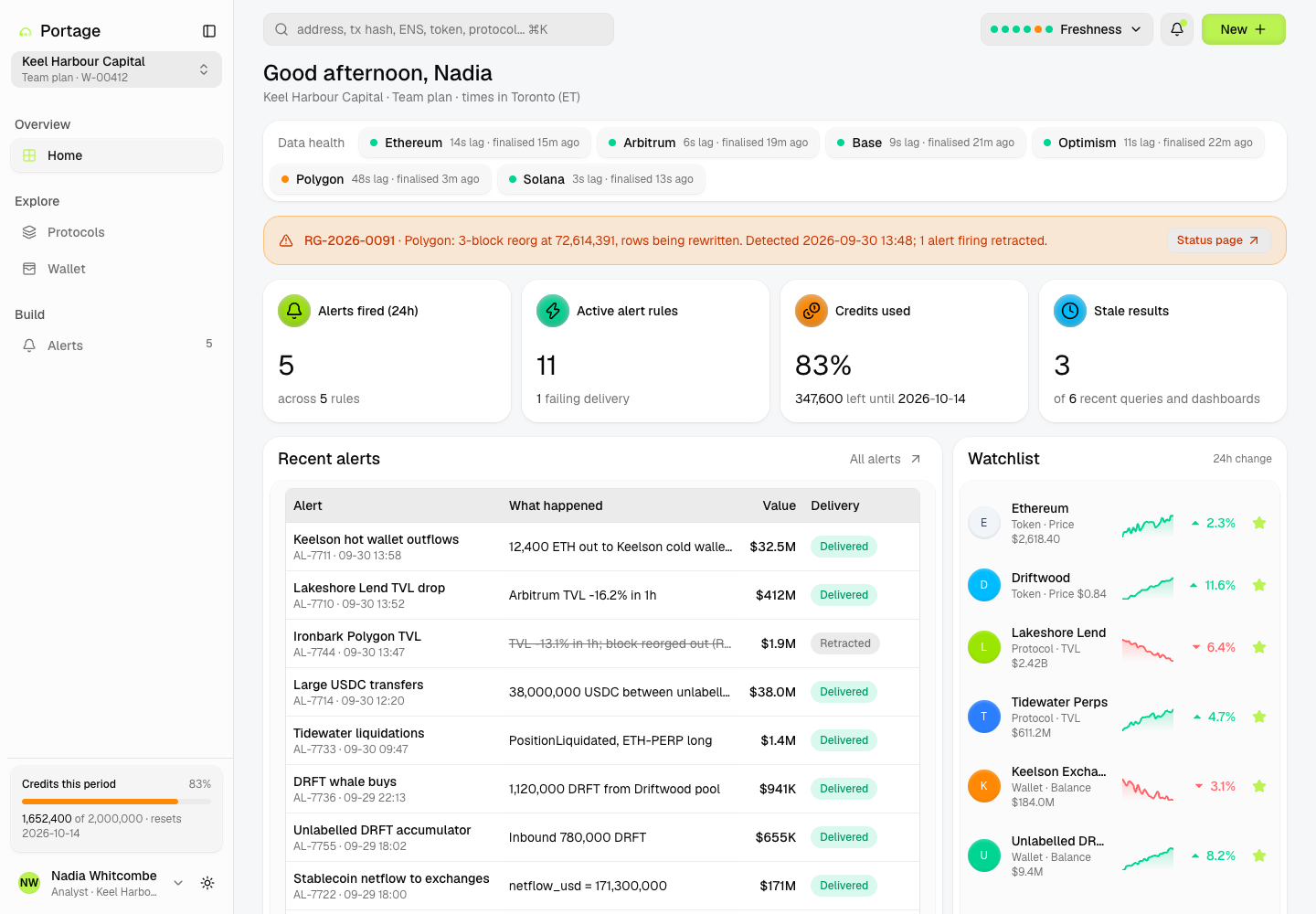 Portage - On-chain Analytics with Finality, Methodology and Labels Shown