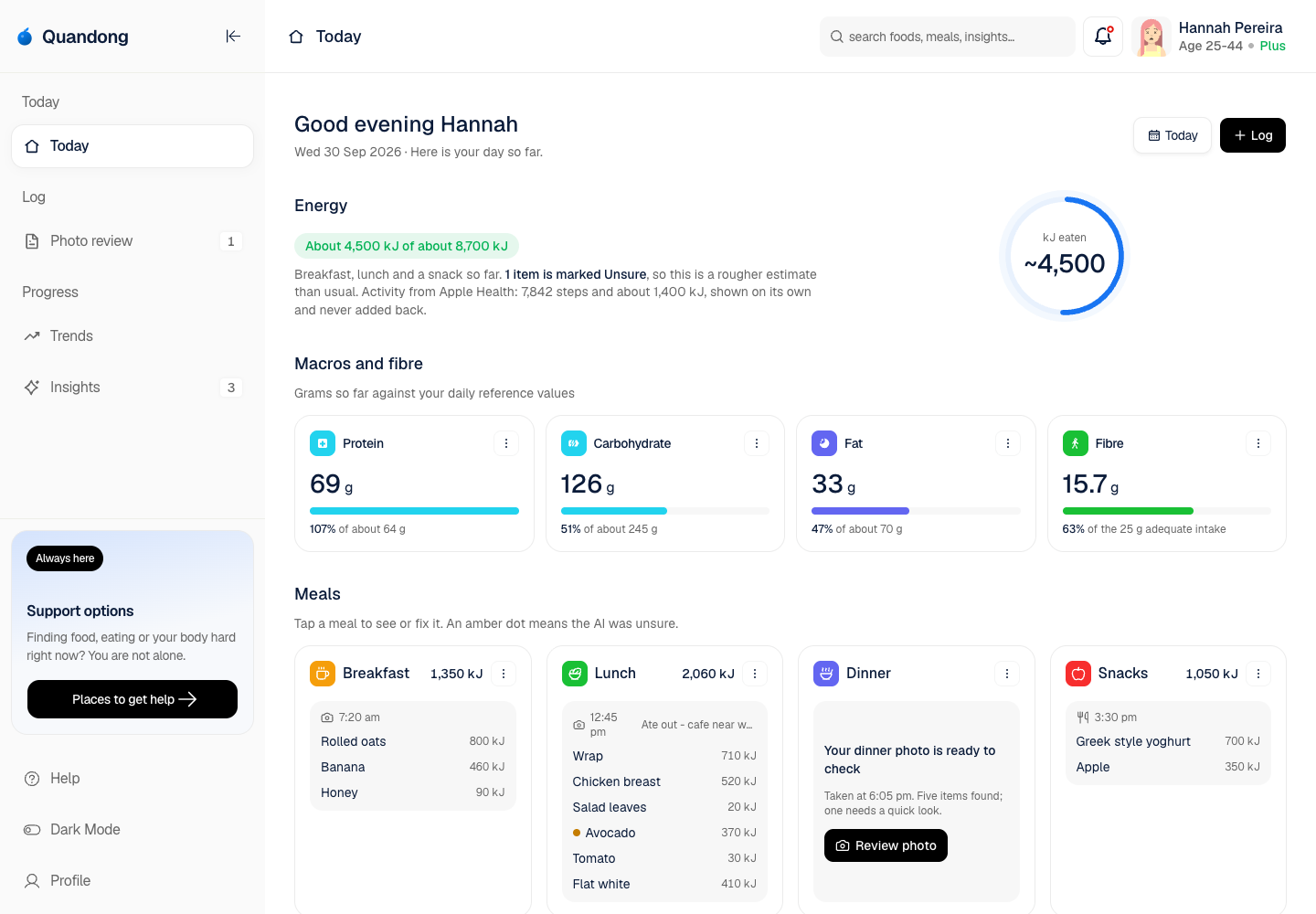 Quandong - Photo-First AI Nutrition Tracker with Safety Built In