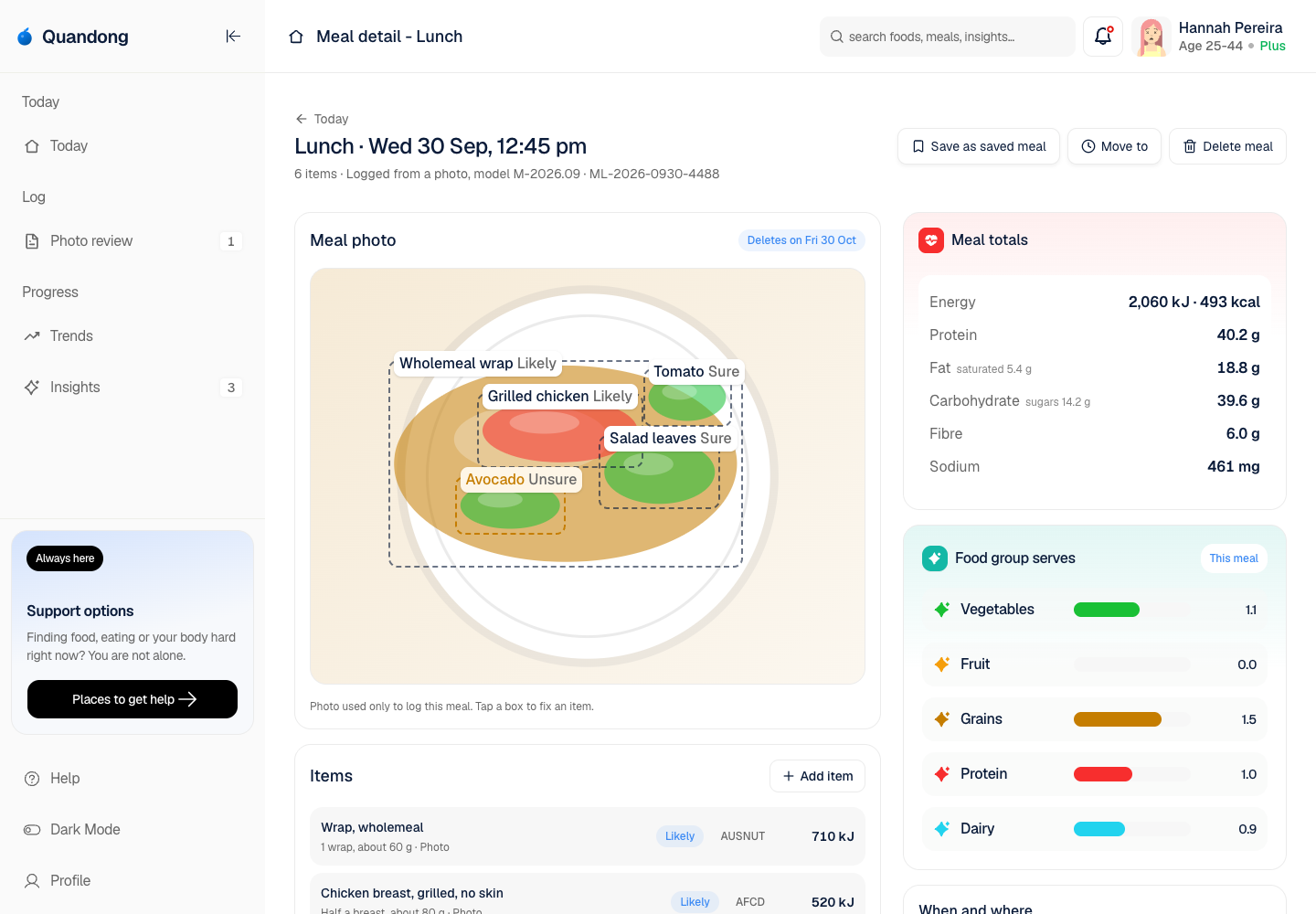 Quandong - Photo-First AI Nutrition Tracker with Safety Built In screenshot 2