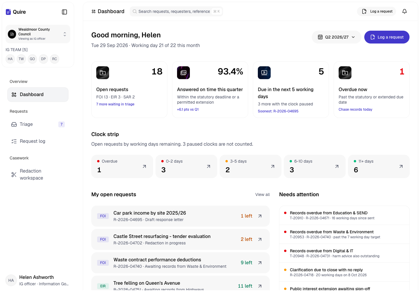 Quire - Information Rights Platform for FOI, EIR and Subject Access Requests