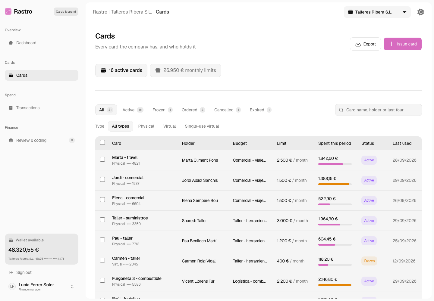Rastro - Corporate Cards and Spend Management with IVA-Ready Receipts screenshot 2