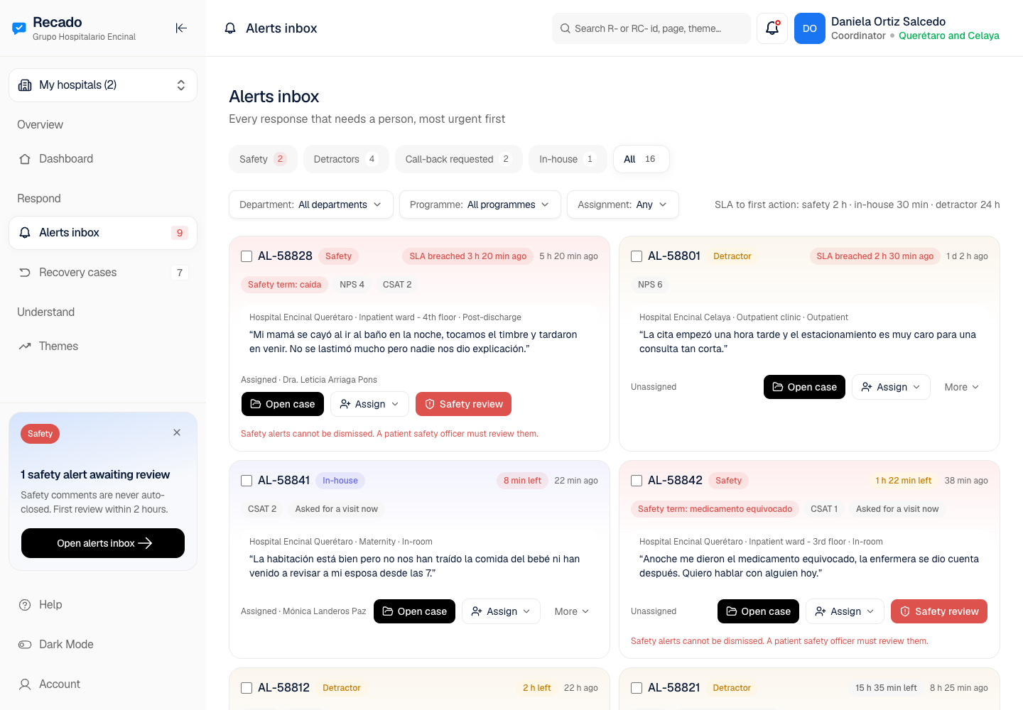 Recado - Patient Feedback Platform with Real-Time Alerts and Service Recovery screenshot 2