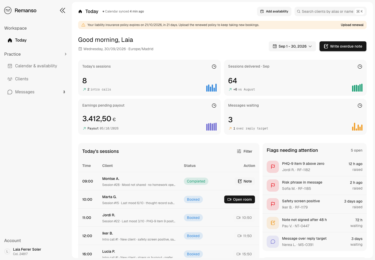 Remanso - Online Therapy Platform with Crisis Rules Built In
