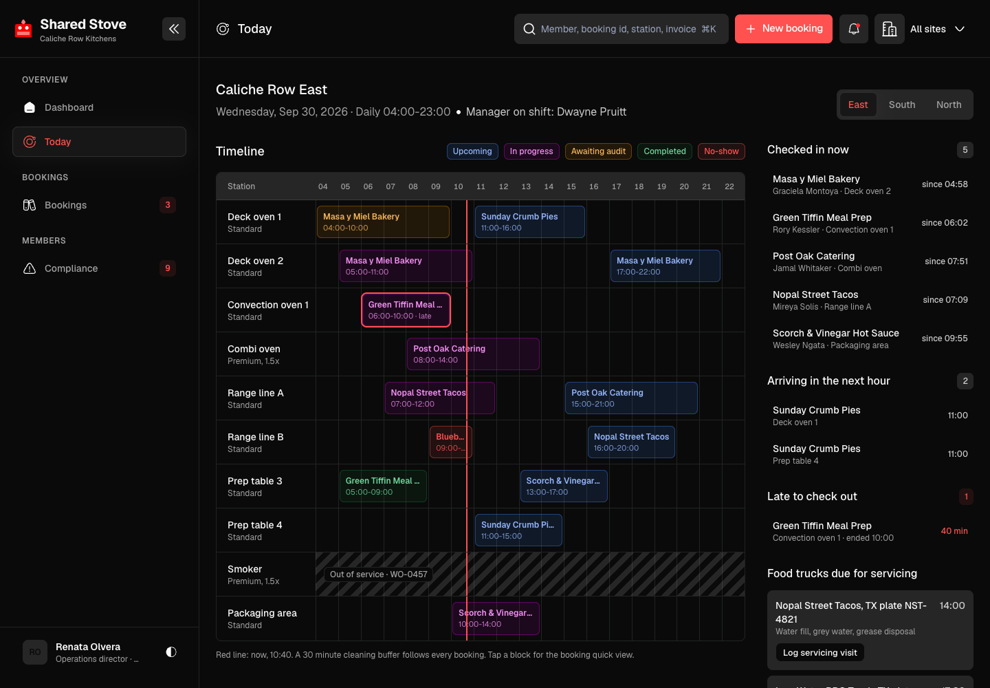 Shared Stove - Shared Commercial Kitchen Booking and Operations Console screenshot 2