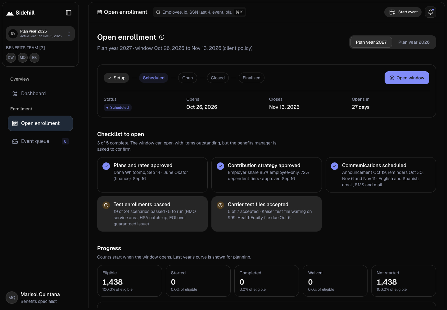 Sidehill - Benefits Administration Platform for Enrollment, Life Events and Carrier Feeds screenshot 2