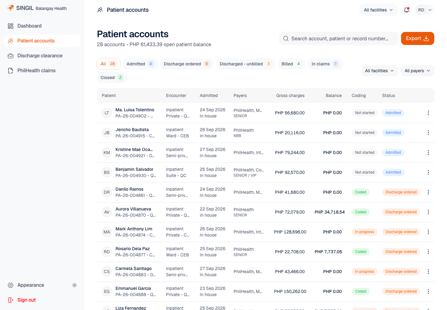 Singil - Hospital Billing and Claims Platform for PhilHealth and HMOs screenshot 2