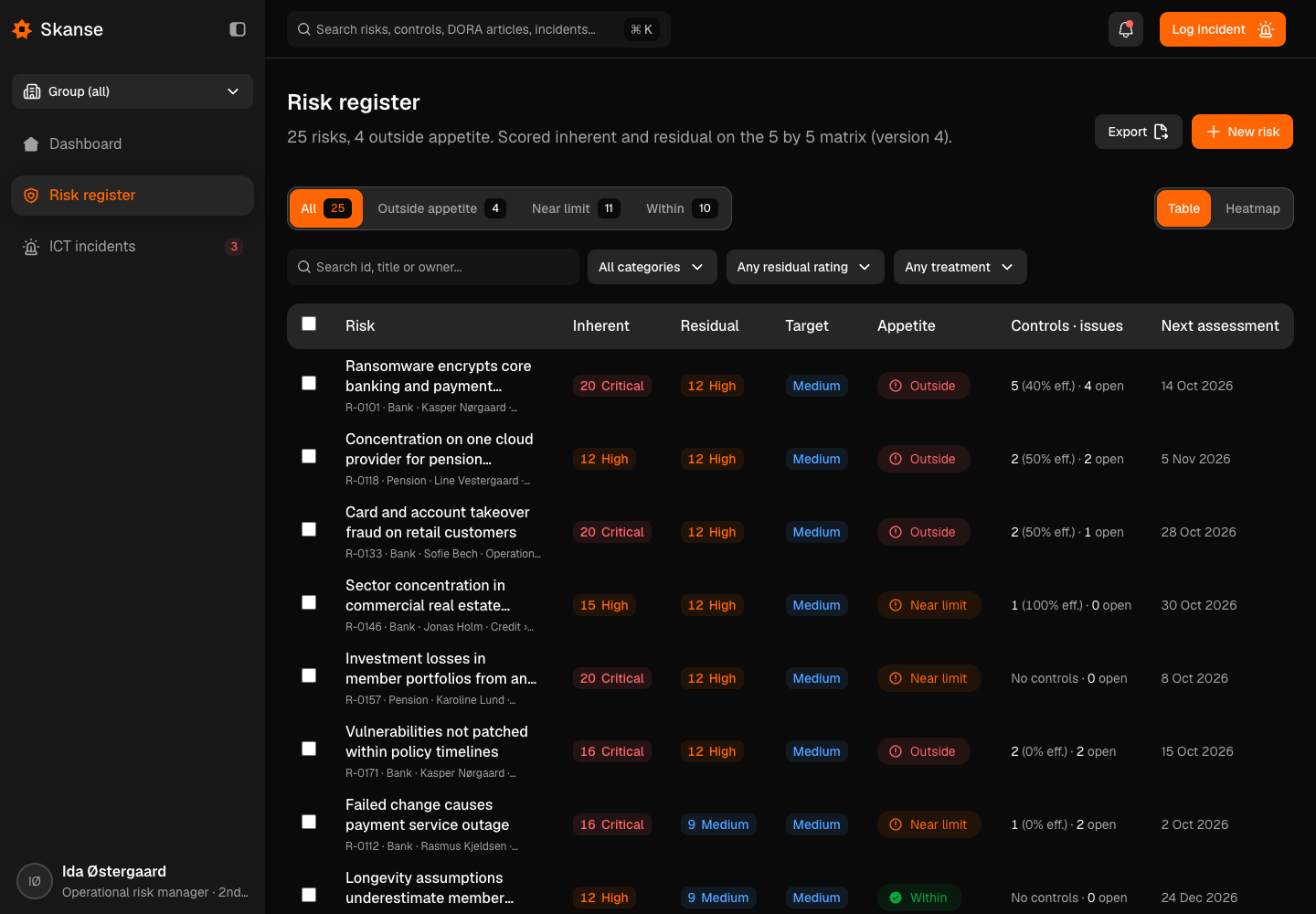 Skanse - GRC Platform for Risk, Controls and DORA Incident Reporting screenshot 2